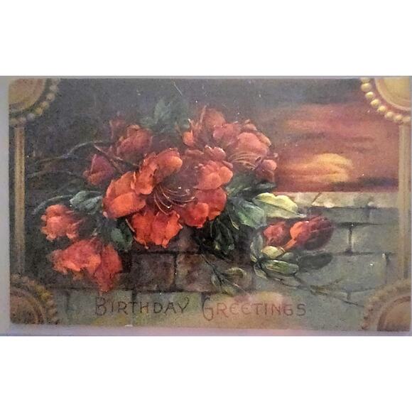 Lot Of Four Vintage Antique Embossed Postcards Flowers - Picture 5 of 9